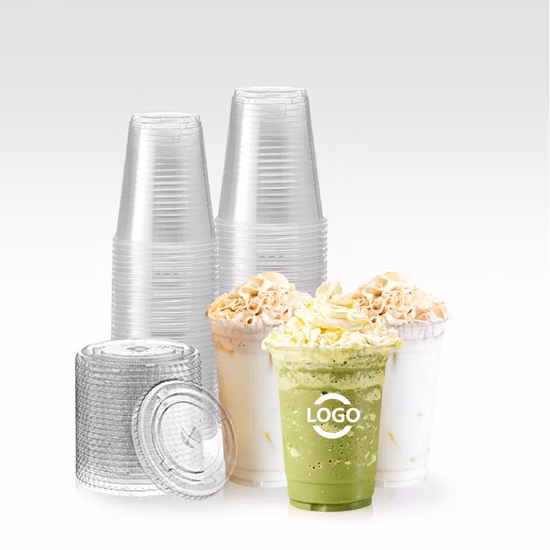 La coutume écologique a imprimé clair 12, 16, 20, 24 32oz PP tasse en plastique jetable transparente pour animaux de compagnie avec couvercle